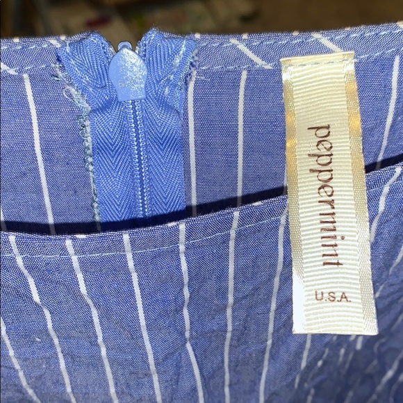 Peppermint Blue Striped Romper - Picture 5 of 7